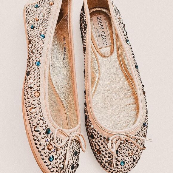 Jimmy Choo Bow Crystal Ballet Flats – Luxe Sparkle / Y2K Glam, Size 36.5 (US 6.5 - Picture 1 of 8